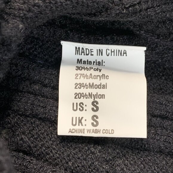 Lynz Pure Women's Cable Knit Modal Blend Long Sleeve Heavy Sweater Size M Black - Picture 8 of 9